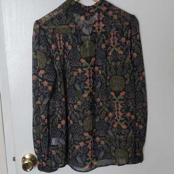 NWT Modcloth Buzzworthy Peacock Floral Blouse M - Picture 7 of 7